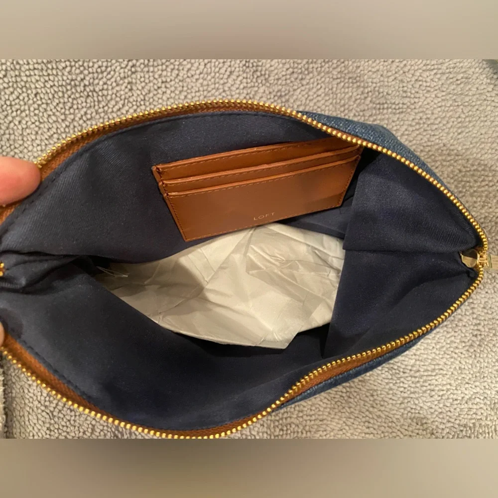Loft Shell Bag LOFT | Bags | Loft Denim Faux Leather Pouch Storage Accessories Makeup ...